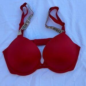 Victoria's Secret Red Push-Up Shine Strap Bra